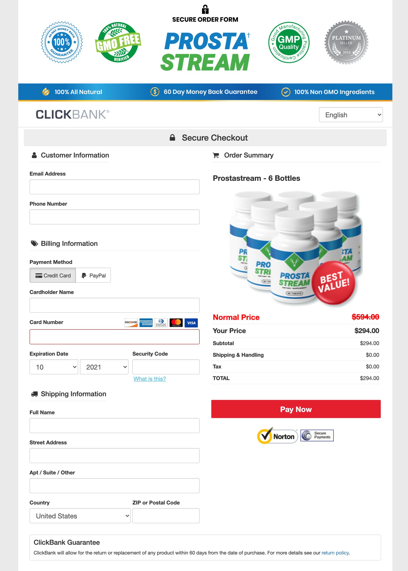 ProstaStream - Order Page